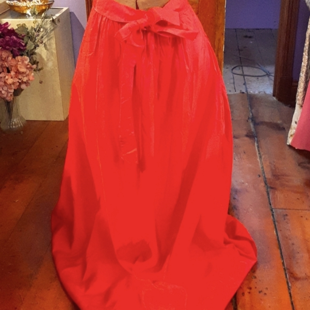Park Ave red taffeta maxi skirt, vintage.